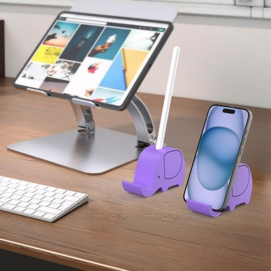 jijijing 3D Printed Elephant Phone Holder with Pen Holder, Multifunctional Stand, Hands-Free Desktop Organizer, Creative Cute Shape for Home Office