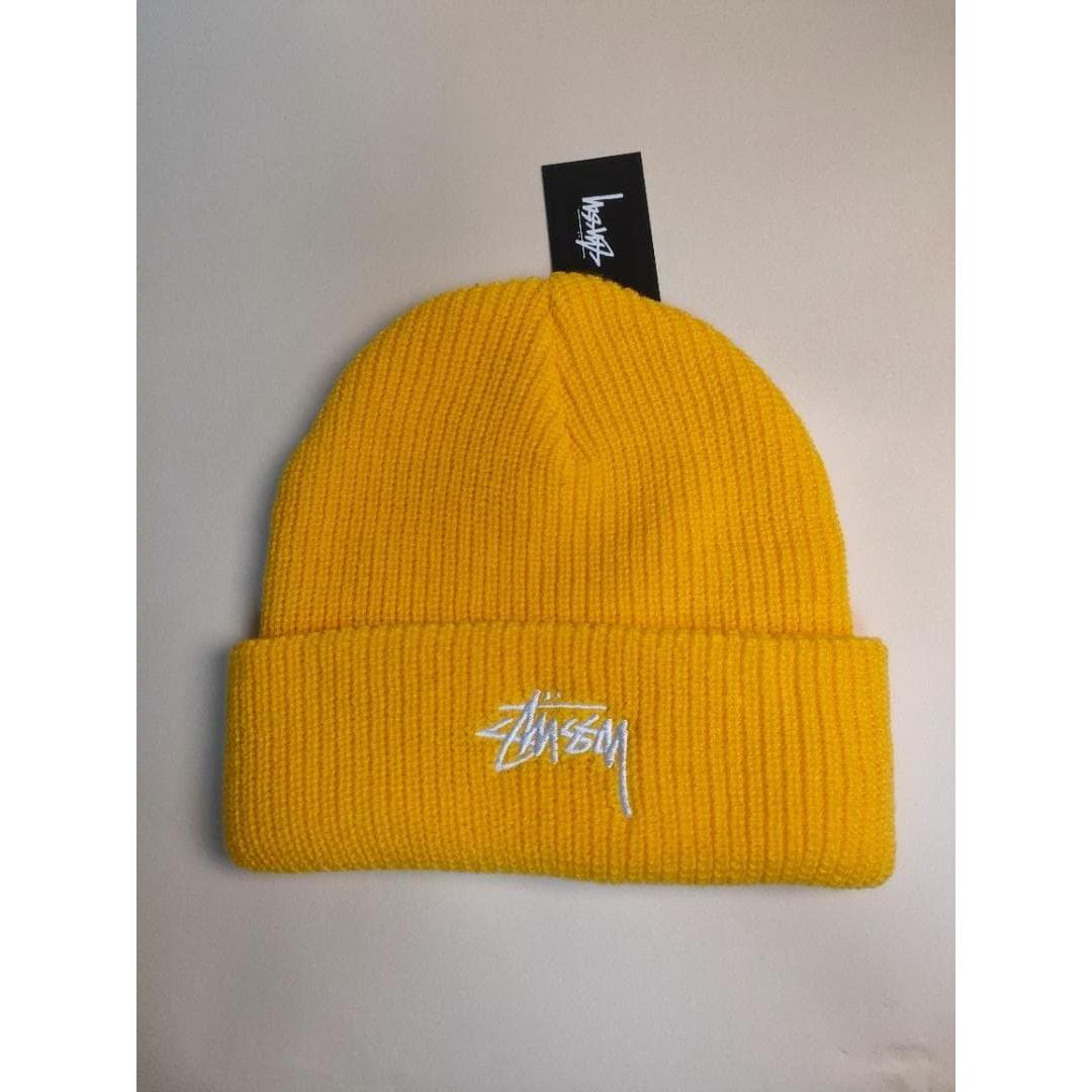 Used Stussy knit hat beanie yellow