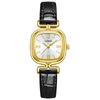 Elegant Women's Square Watch with Leather Strap, Waterproof, Lightweight, Black and Gold