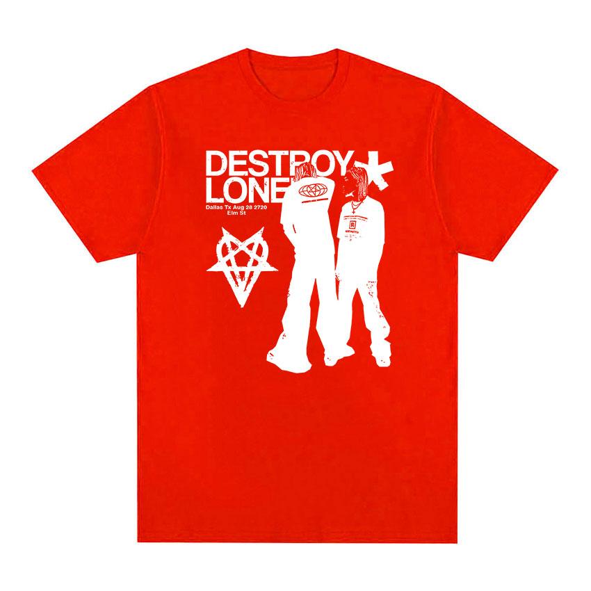 Rapper Playboi Carti Destroy Lonely Graphic T-Shirt Men's Fashion Harajuku Retro T Shirts Hip Hop Gothic Clothing Oversized Tees