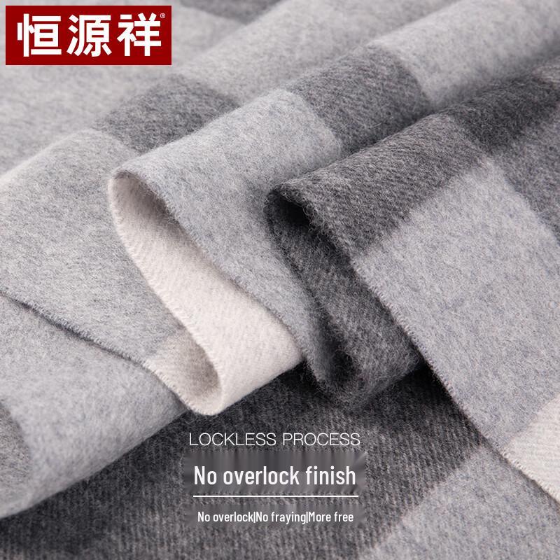 Hengyuanxiang Men's Wool & Cashmere Plaid Scarf