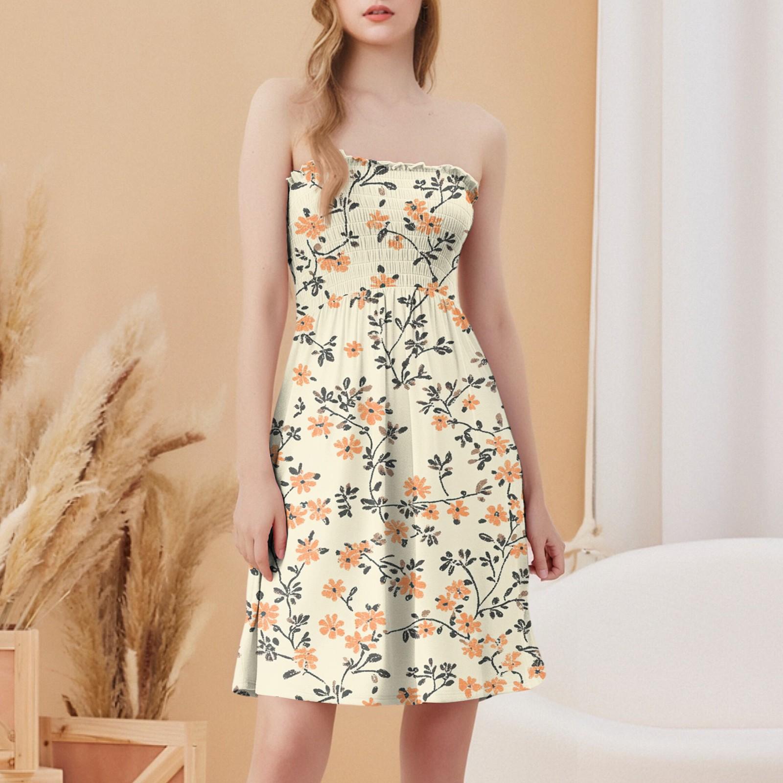 

Модное женское повседневное платье-труба без рукавов с цветочным принтом XXL бежевый