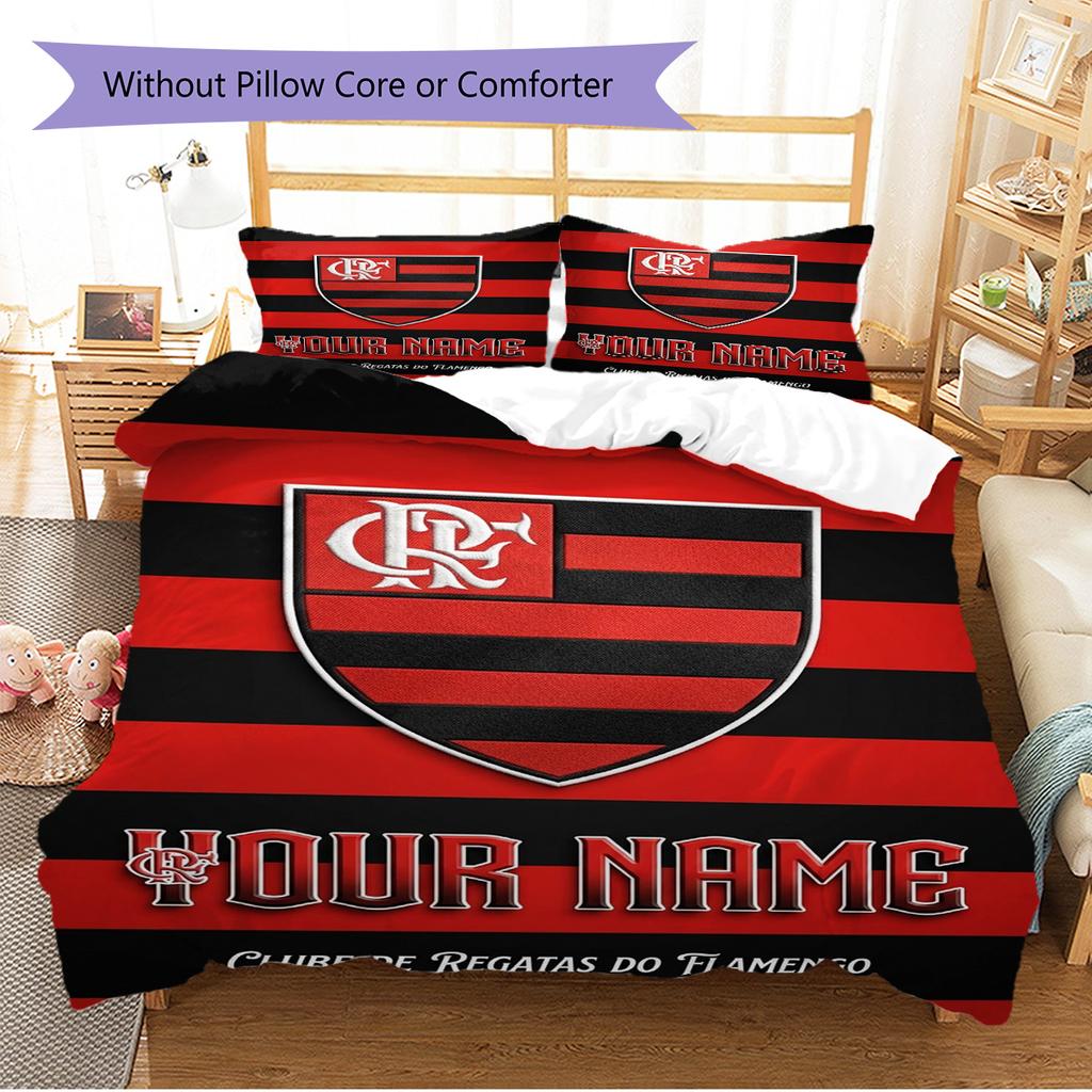 Name Custom Flamengo Logo Pattern Bedding Set Quilt Cover Pillowcase Home Decor Gift (1 * Duvet Cover + 2 * Pillowcase, Without Core)