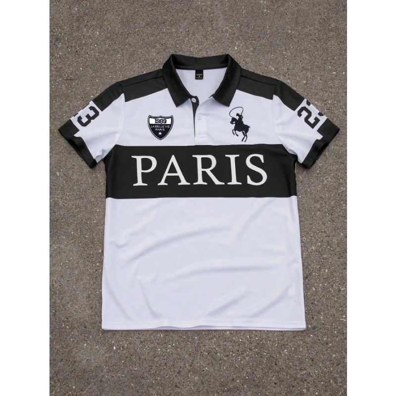 2026 Summer Men's Polo Shirt with Letter Print Breathable Lightweight Casual Fashionable Outdoor Men's Clothing