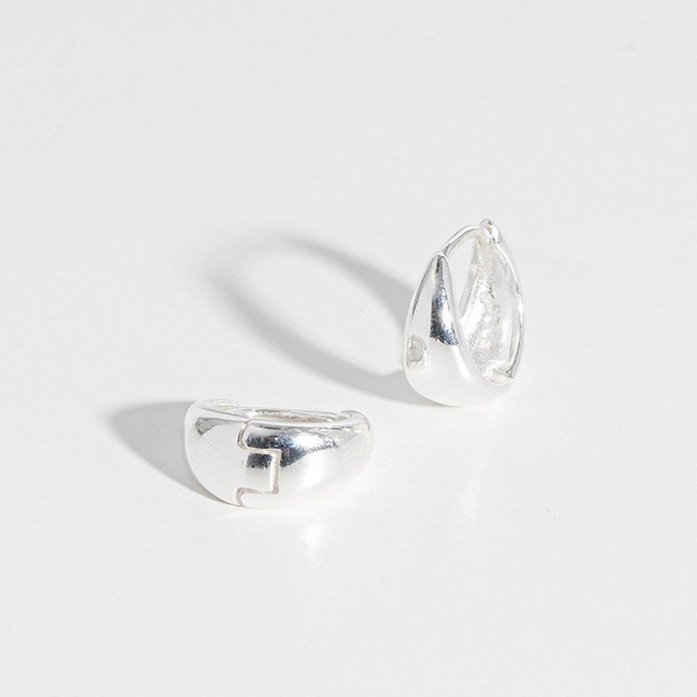 925 Silver Soft Bold One-Touch Ring Earrings W