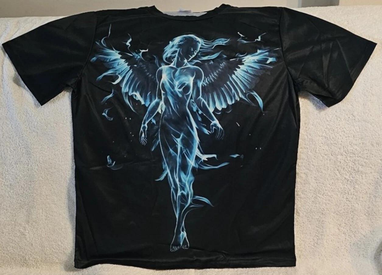 

SEXY ANGEL LADY WOMAN WINGS GRUNGE GOTH PUNK BIKER T-shirt 4XL