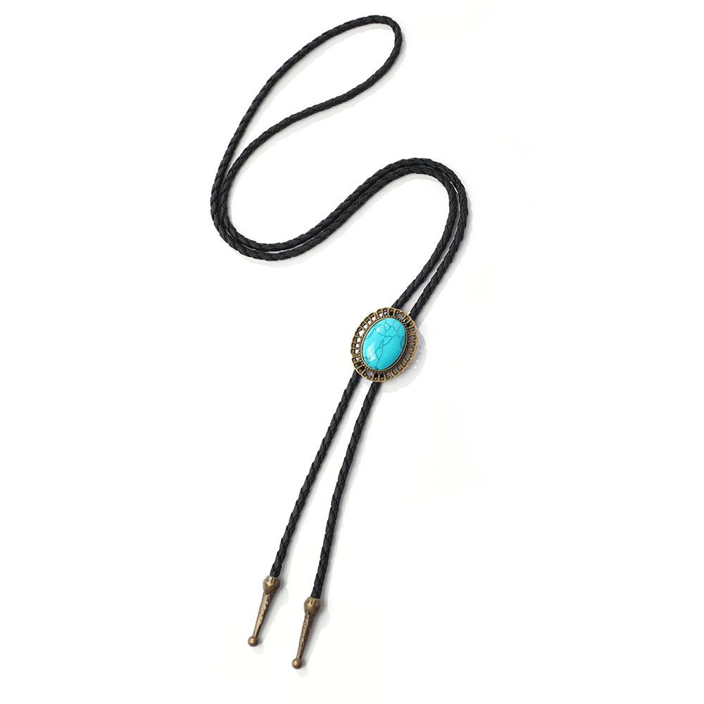 RTS Crystal Vintage Geometric Bolo Tie Pendant Hipster Men's Sweater Rope Chain Western Cowboy Necklace Party Gift