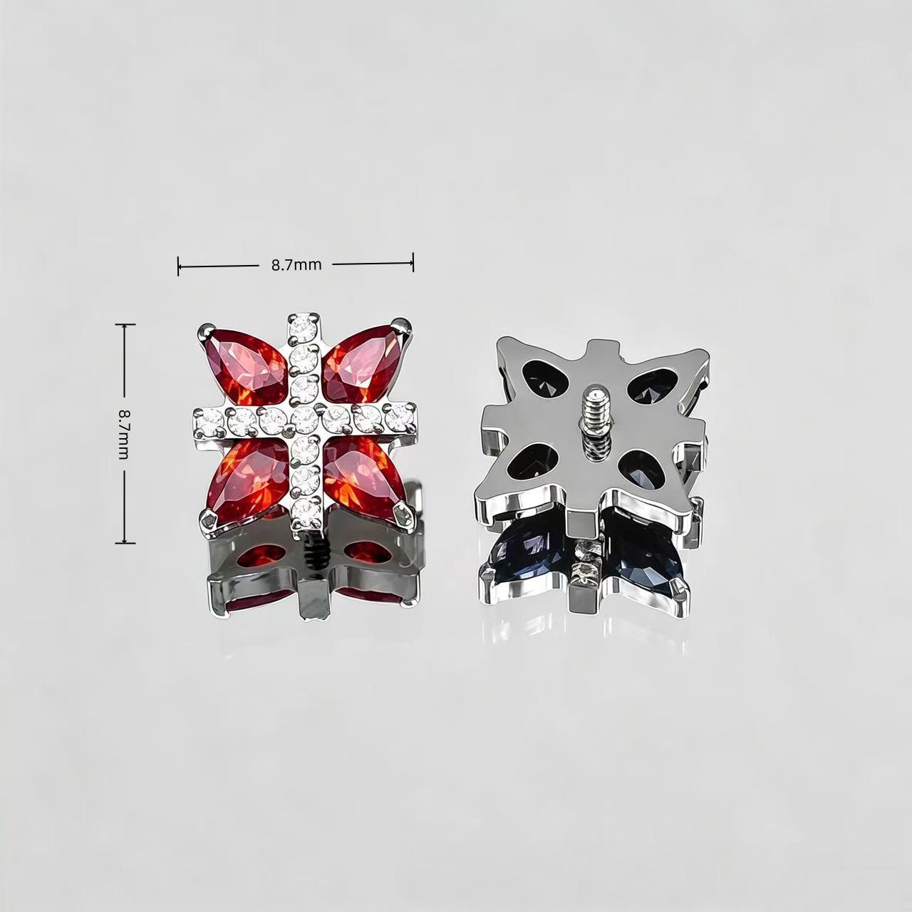 F136 Medical Titanium Lu Han Style 3D Star Cross Chain G23 Titanium Zirconia Ear Stud Single Ornament Head M0.9 Thread граната