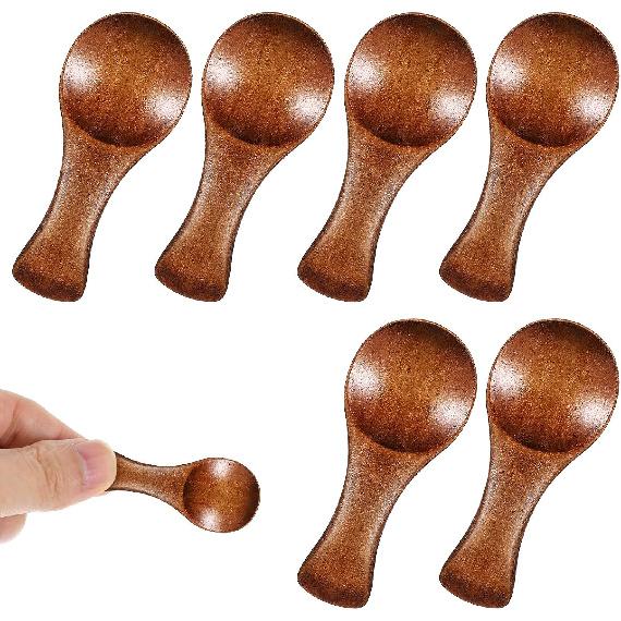 6 PCS Small Wooden Spoons, 3.2inch Mini Wooden Spoons, Small Surgar Spoon with Short Handle, Mini Wood Teaspoons for Tiny Eating Ice Cream Jars Spice
