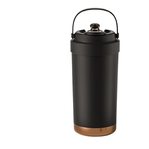 Ceramic Tumbler with Lid, Large Capacity, Portable, Coffee-Covered, Vacuum Insulated, Ceramic Coating, Spill-Proof, Keeps Drinks Cold (Black)