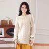 2025 Autumn/Winter Women's Wool Cable Knit Drop Shoulder Pullover Sweater