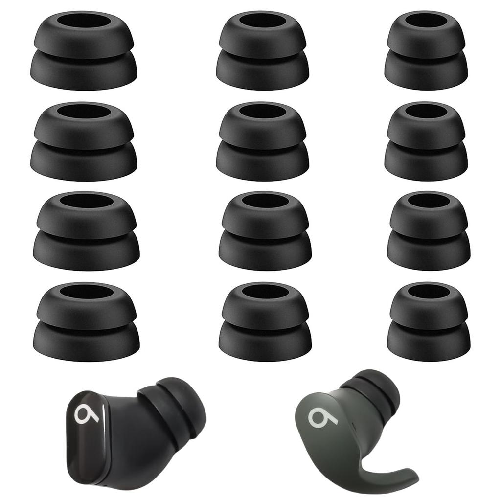 Double Flange Ear Tips Replacement Earphone Tips for Beats Studio Buds Beats Earbuds Beats Fit Pro 6 Pairs Black