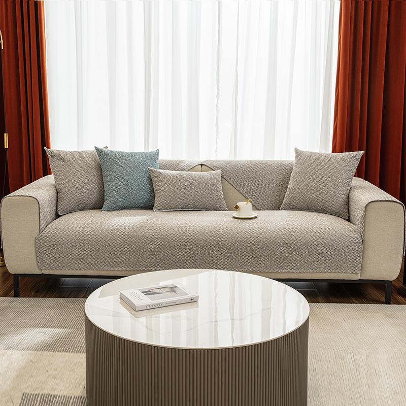 Sofakissen Vier Jahreszeiten Universal Baumwolle Leinen Rutschfest Einfach Modern Leicht Luxus Sofa Sitzkissenbezug Rückenlehnenbezug Stoff