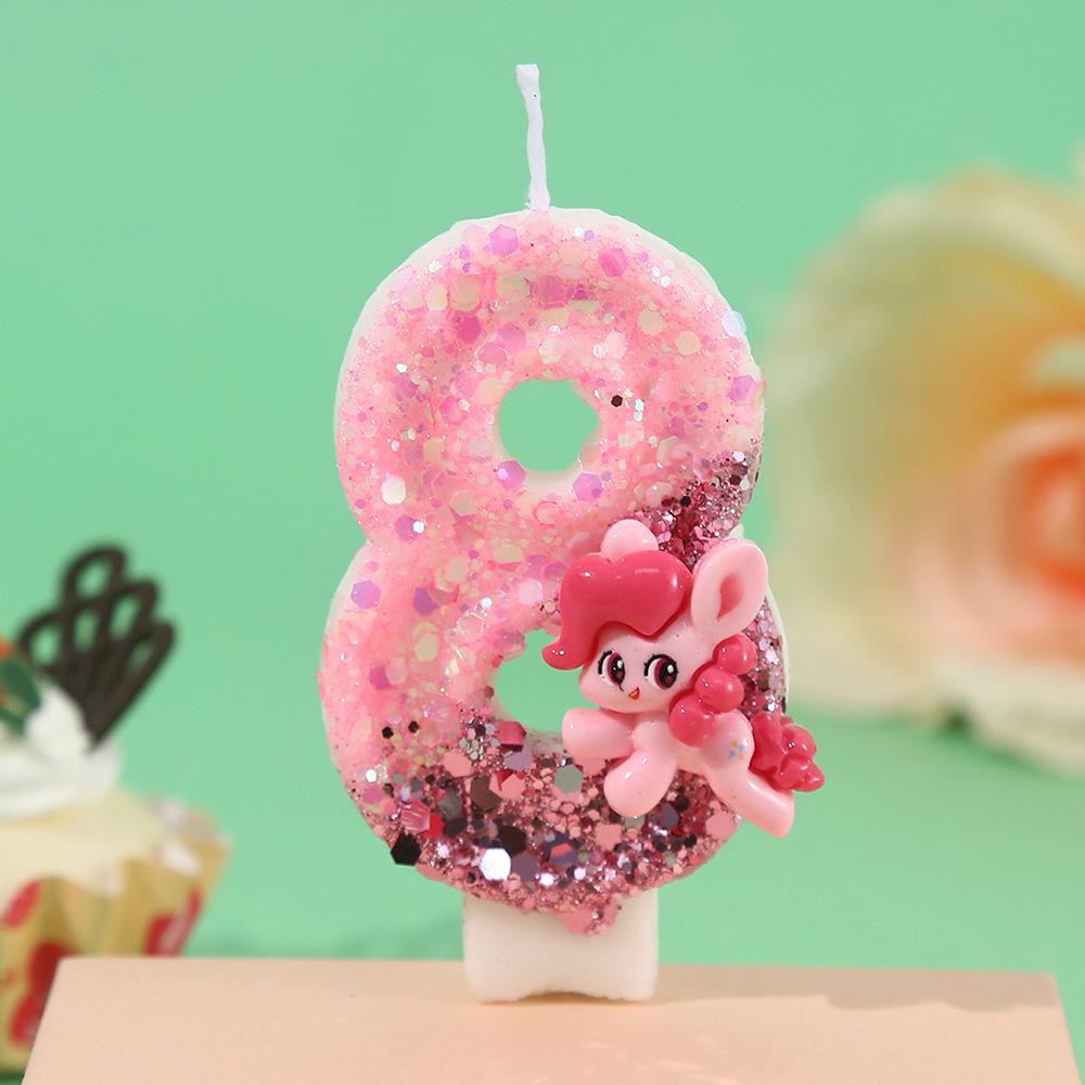 My Little Pony Glitter Birthday Cake Candles - Colorful & Creative for Baby's First Celebration