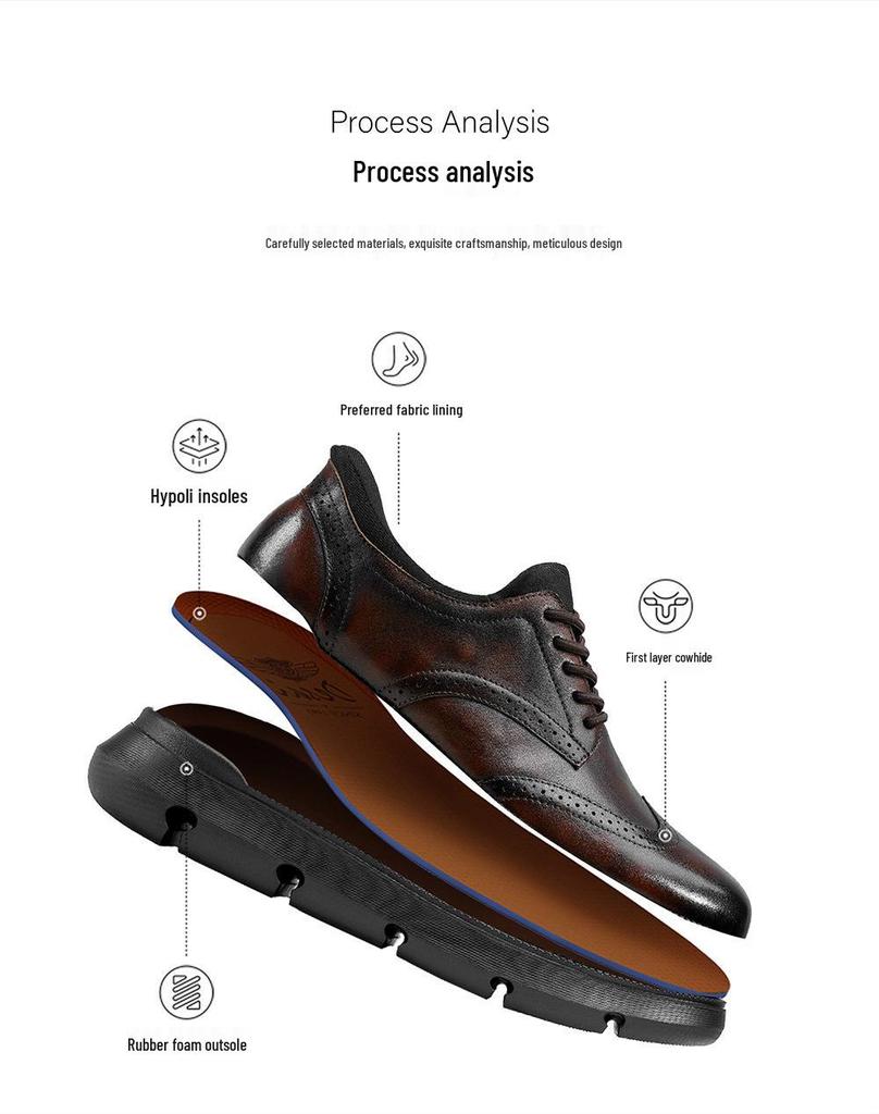 Desai 2025 Men's Height-Increasing Leather Shoes: Versatile, Wear-Resistant, Thick-Soled for Autumn/Winter.