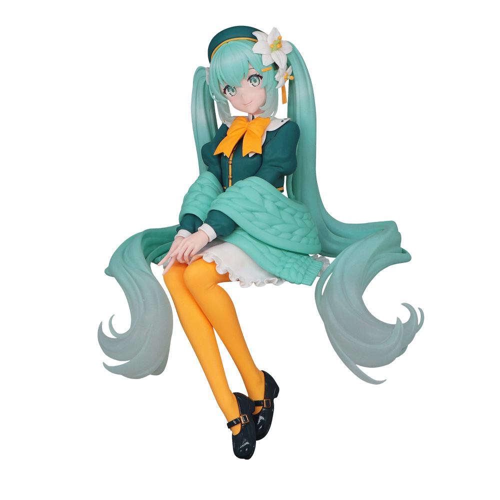 New Hatsune Miku Anime Model Lily Fairy Noodle Stopper Sitting Figure Peripheral Car Ornaments Model Decor Toys Birthday Presents