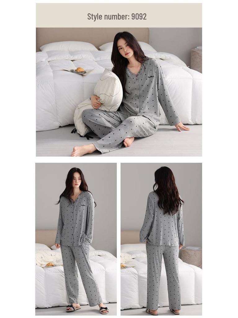 Women's Spring & Autumn Modal Pajama Set: Cardigan, Long Sleeve, Loose Fit, Plus Size