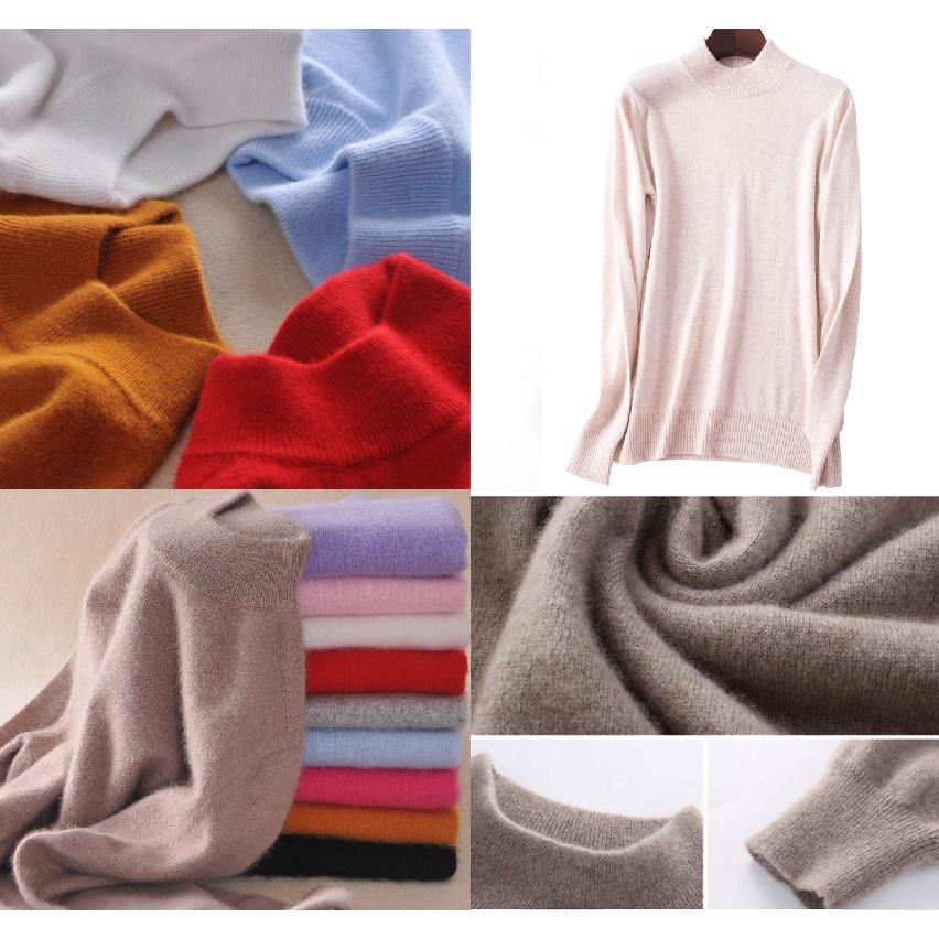Women's Slim Cozy Knitted Half-turtleneck Cashmere Wool Jumper For Winter Warmth