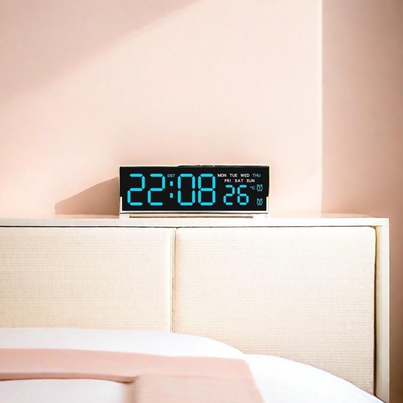 LED Digital Alarm Clock Temperature Week 2 Alarms Ambient Light Brightness Adjustment Bedside Electronic Table Clock USB Powered
