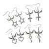 Japanese Sweet Rhinestone Heart and Angel Wings Earrings