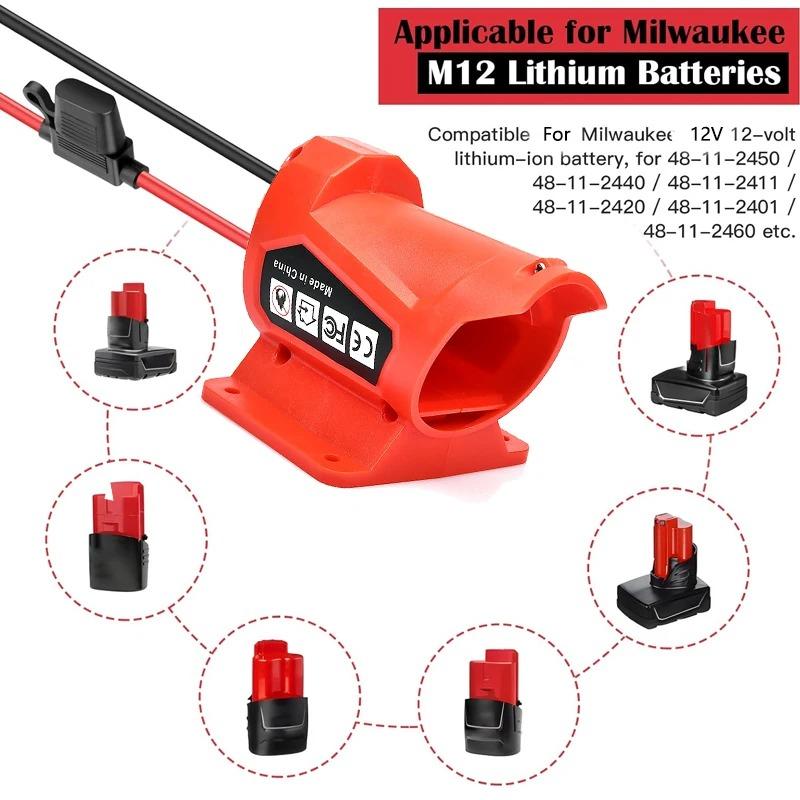 Battery Adapter For Milwaukee 12V Power Wheels Adapter Wire Connecto 12AWG Wire Fuse Holder for Peg-Perego Kids Ride-on Toy