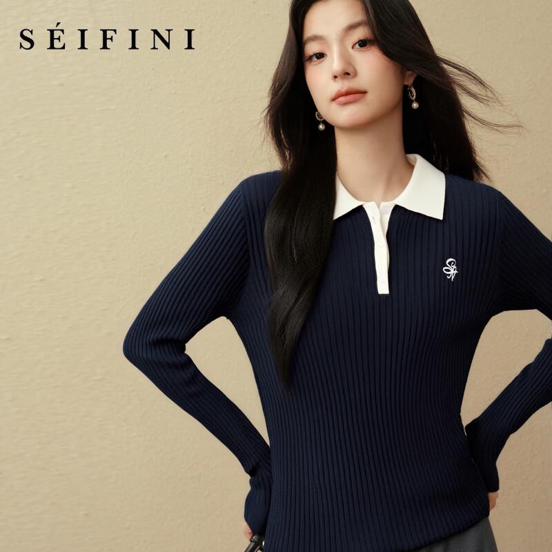 

SEIFINI Women s Old Money Polo Knit Long-Sleeve Top M