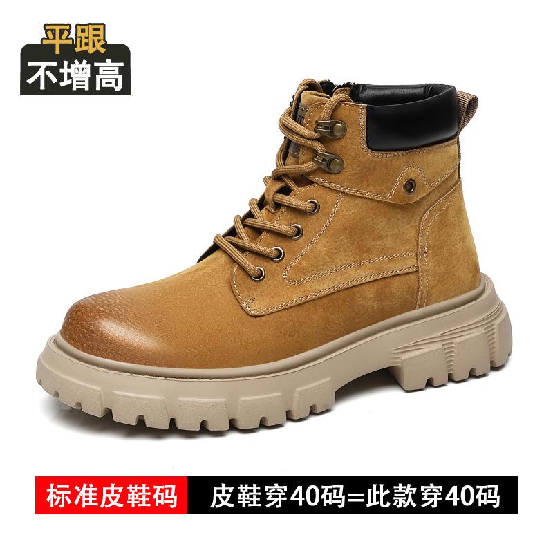 

Осень и зима ботинки Мартин мужские на толстой подошве матовые высокие ботинки цвета ревеня уличные повседневные рабочие мужские туфли увеличивающие рост ботинки Мартин мужские 44