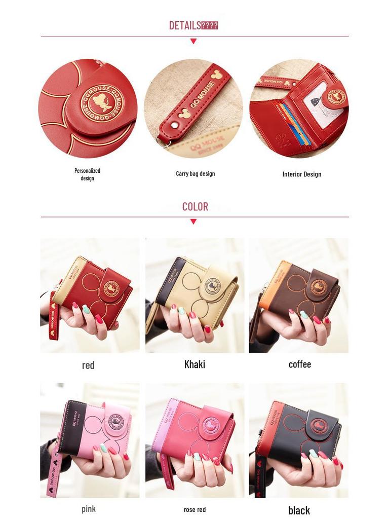 Trendy Women's Short Wallet: Cartoon Zipper Wristlet & Coin Purse