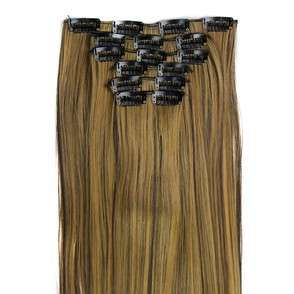  6Pcs Full Head Natural Women 16 Clips Synthetic Straight Hair Extensions