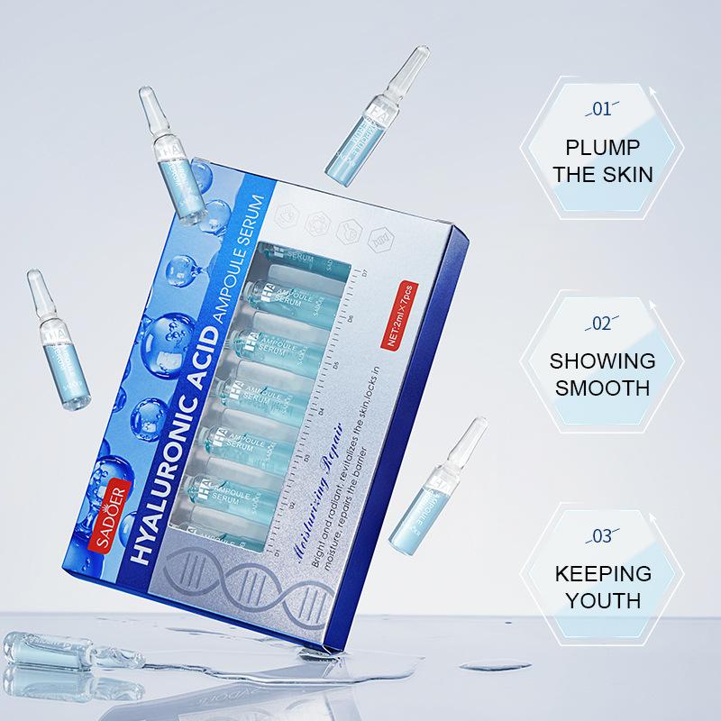 7pcs/Kit SADOER Ampoule Vitamin C 24K Gold Hyaluronic Acid Serum for Face Moisturizing Brightening Hydrating Facial Essence