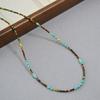 French Retro Minimalist Turquoise Seed Bead Choker Necklace for Women