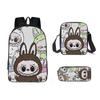Three-Piece Set Of Primary And Secondary School Students Satchel Cartoon Animation Large-Capacity Schoolbag Convenient Breathable Pencil Case