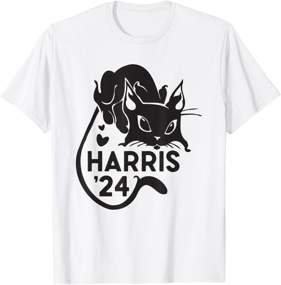 Funny Cute Cat Black Harris Waltz 2024 Election Kamala Women T-Shirt