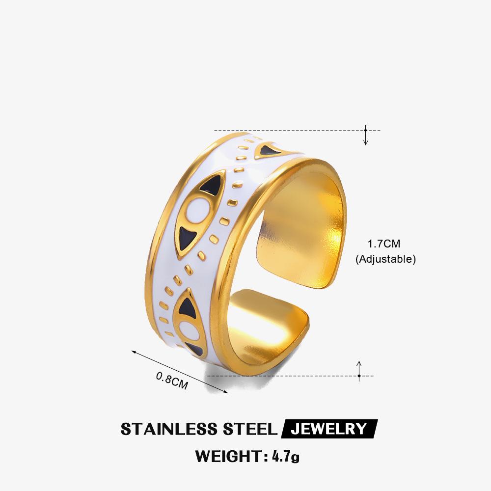 

Evil Eye White Black Enamel Stainless Steel Ring Trendy Women Men Gold Color Open Rings Amulet Zircon Birthday Gift Wholesale Open белый