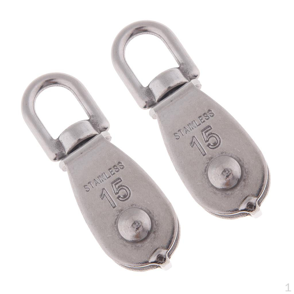 

2 шт., поворотный одинарный блок из нержавеющей стали, 15 мм, с проушиной, нагрузка 35 кг