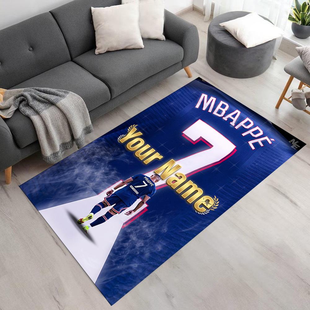 Mbappé Personalized Text Area Rug Perfect for Study Room Dormitory Hallway Balcony Antislip Carpet Decorate Offices Gift for Festivals