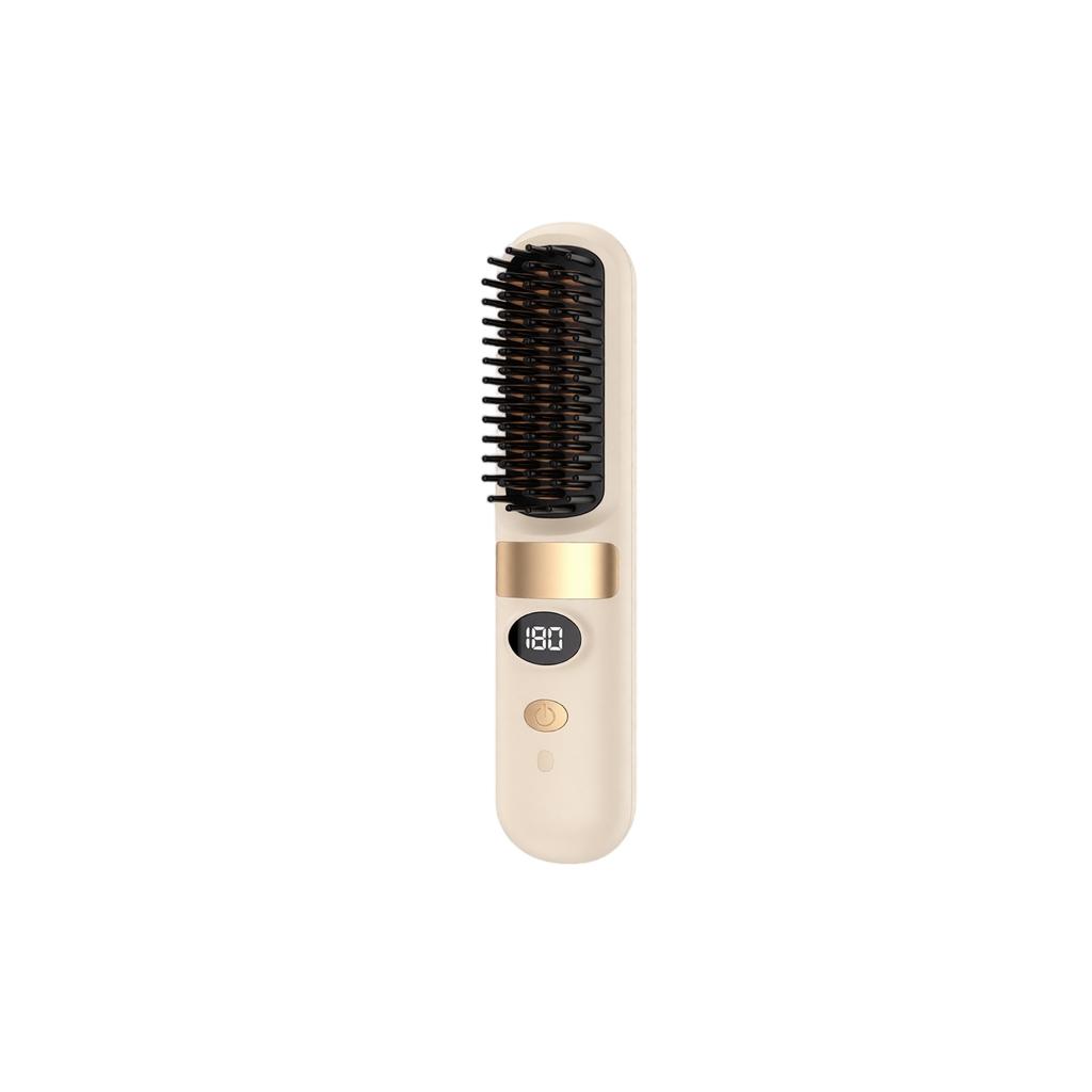 Cordless Hair Straightening Brush - USB Rechargeable Straightener and Comb