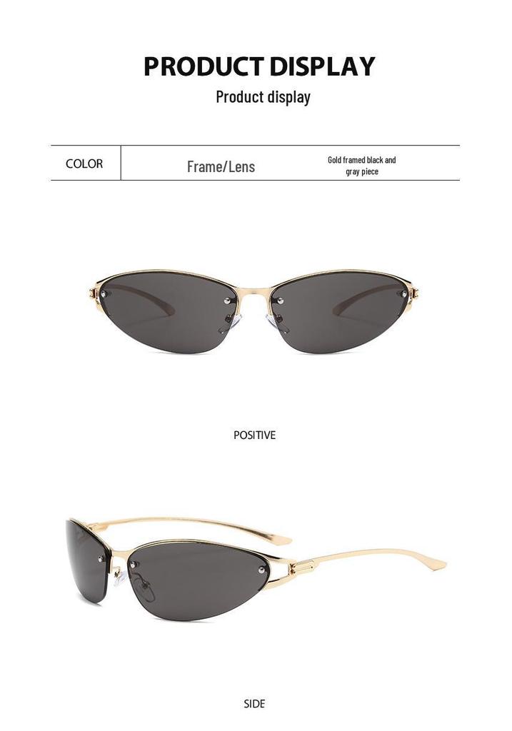 Women's Y2K Cat-Eye Metal Sunglasses - High-End Luxury, European & American Street Style Sun Protection Glasses