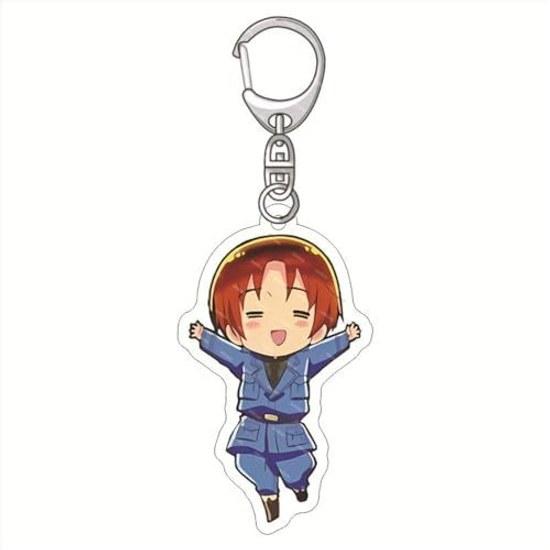 DUOFAFA XYUN Hetalia Italy Germany Key Holder Japan Keychain Unofficial Cosplay Item Acrylic Popular Anime Decoration Cute Loss Prevention Accessory