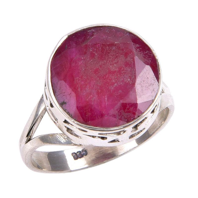 Red Ruby(Simulated) Gemstone Handmade 925 Sterling Silver Jewelry Ring S.9 M8L28