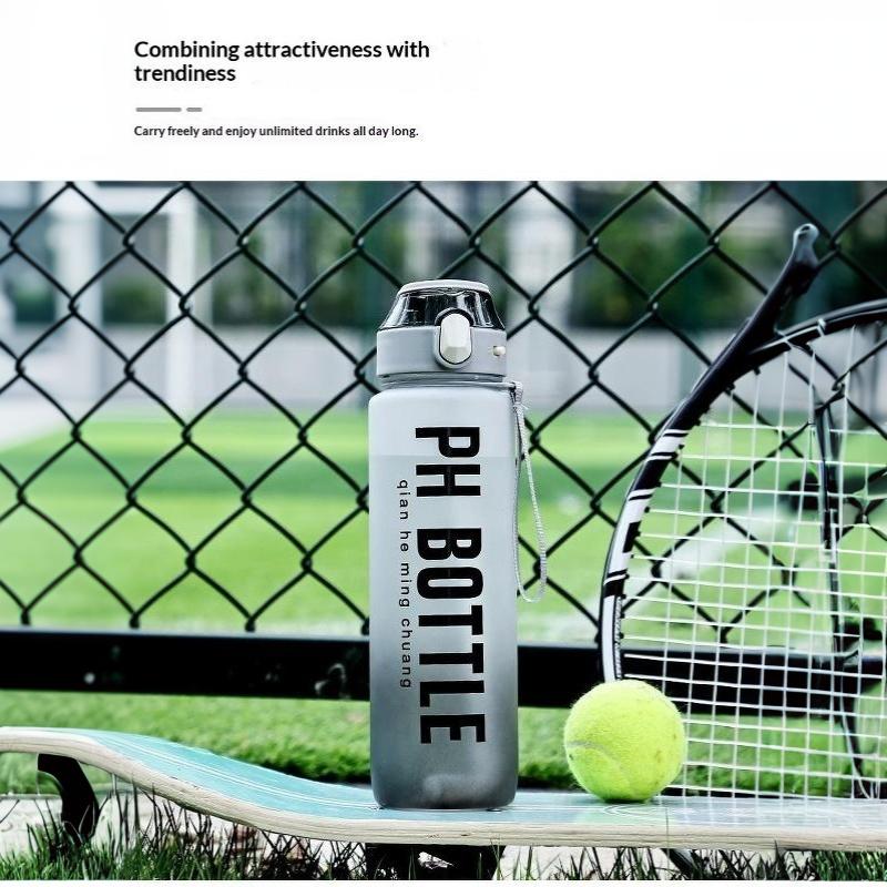 1 Stück 1000 ml Farbverlauf Sport-Wasserflasche Auslaufsicher Tragbarer Fitnesskrug Mit Strohhalm Für Fitnessstudio Outdoor Strand Reisen