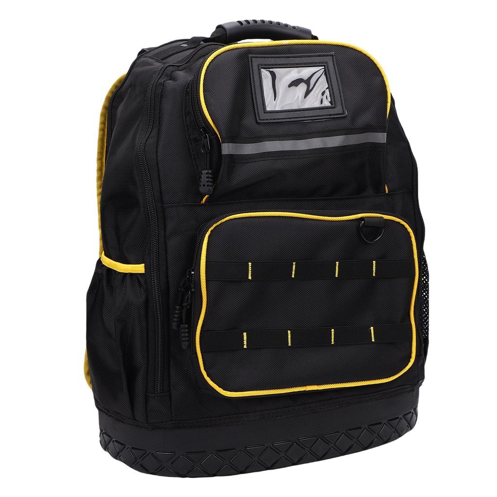 Werkzeugrucksack Mehrere Taschen Gepolstertes Laptopfach Oxford-Gewebe Harter Boden Werkzeugtasche mit Beutel Typ-C-Kabel