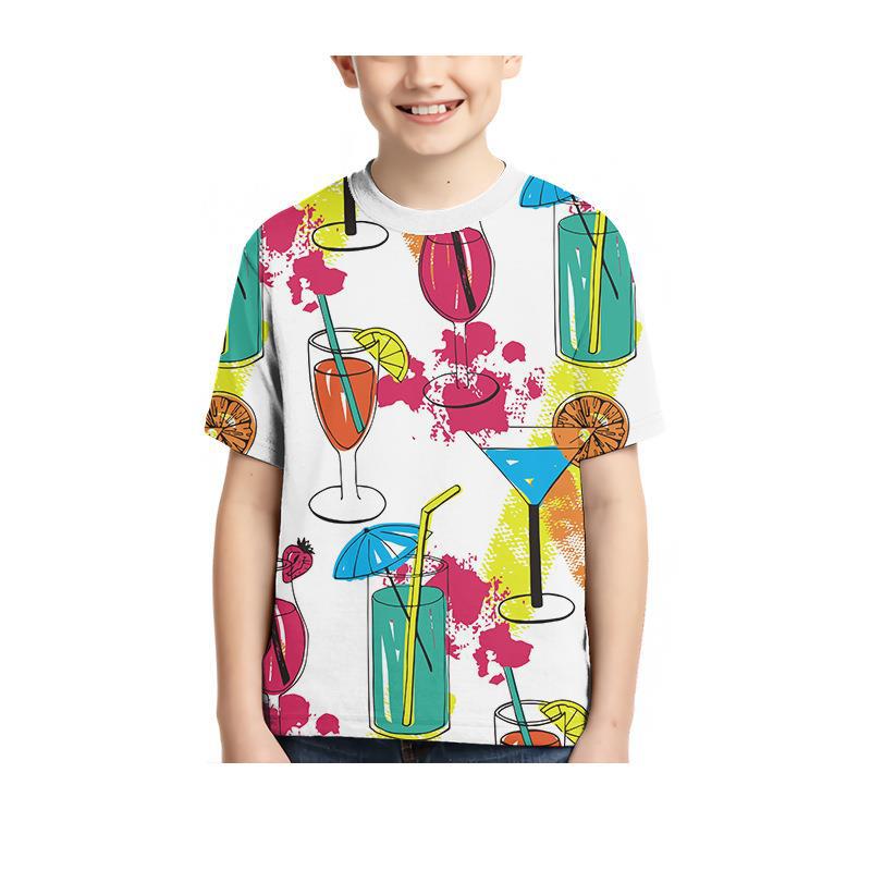 

Summer Round Neck 3D Fruit Printed Top Fashionable Casual Short Sleeved Children s Boy T-shirts 110