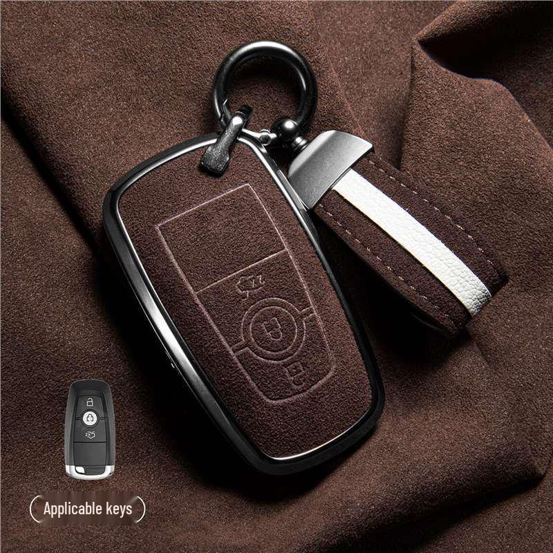 Luxury Suede Key Covers for Ford Explorer ST, Escape, Edge, 4WD, Mondeo, and EVOS