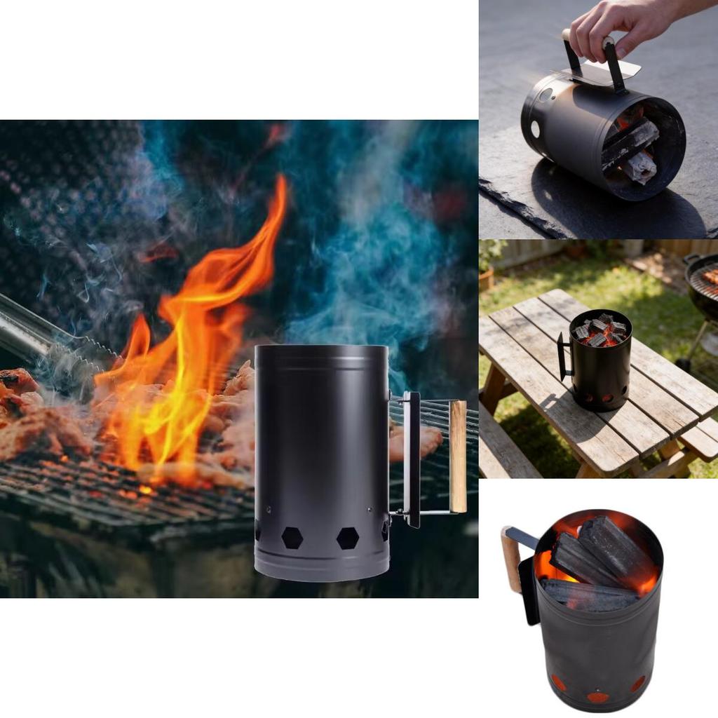 Modern Fire Starter Bucket For Charcoal Barbecue Outdoor Cooking With High Grade Powder Coated Material
