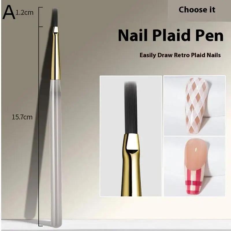 1/5/6Pcs Nail Art Brush Checker Nail Drawing Painting Line Brush Nail Art Tool Acrylic Painting Brushes DIY Design Manicure Tool