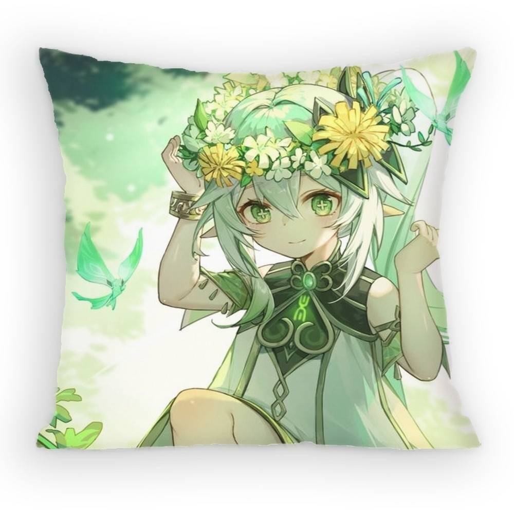 Lesser Lord Kusanali Nahida Pillow Case Antidustmite Pillowcase Invisible zipper silky short plush Sofa cushion cover