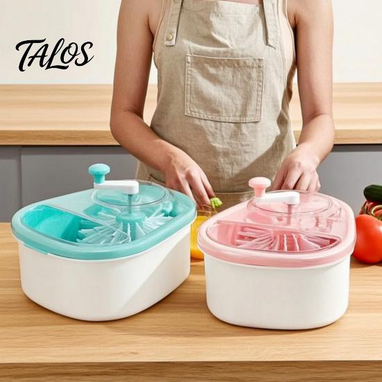 Fruit Vegetable Washer Cleaner Spinner, Manual Rotating Vortex Cleaning Tool, Large Produce Rinse Kitchen Gadget for Fruits Bowl with Scrubber,