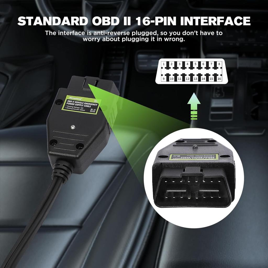 E60 OBD II Vehicle ECU Emergency Power Supply Cable 12V Car Memory Saver With 2 Alligator Clip&Battery Box