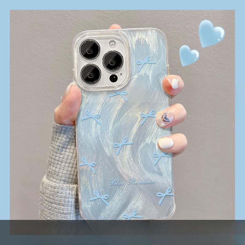 Applicable To Opporeno11 Mobile Phone Case Vivos17/10 Blue Bow Bracket X100 Feather Yarn Laser Xiaomi 13